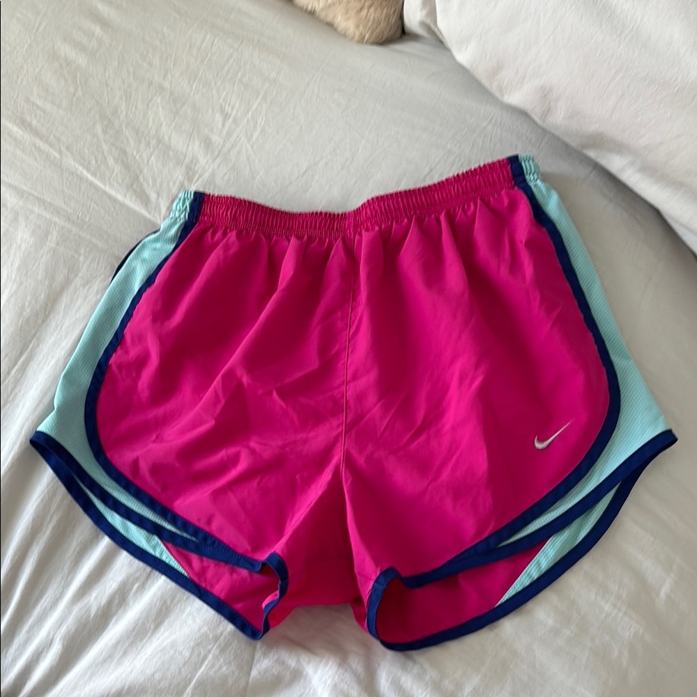 Nike Pink and Blue Athletic Shorts with Dri-FIT Fabric